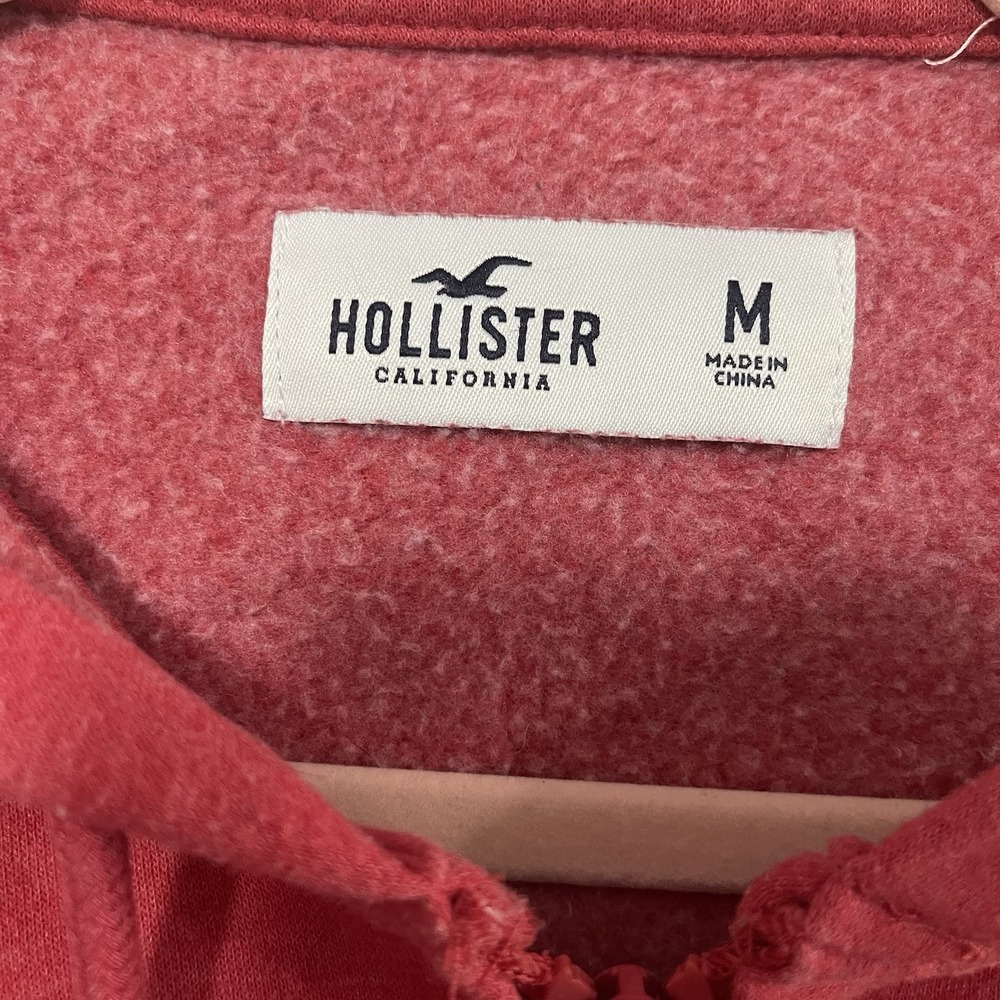 Hollister Full Zip Hoodie Womens M Red Sweatshirt Distressed - Picture 3 of 9